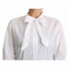 Top in camicetta con collo a sciarpa in cotone bianco - IT44-L