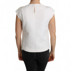 Top in cotone con camicetta in broccato floreale bianco - IT42-M