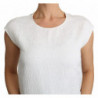 Top in cotone con camicetta in broccato floreale bianco - IT42-M