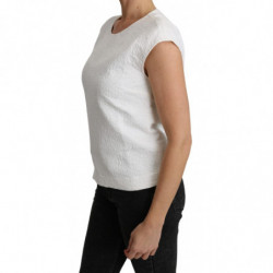 Top in cotone con camicetta in broccato floreale bianco - IT42-M