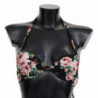 Top bikini da spiaggia con stampa rose nere - IT1 - XS