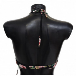 Top bikini da spiaggia con stampa rose nere - IT1 - XS