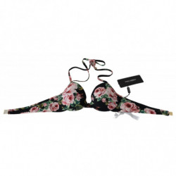 Top bikini da spiaggia con stampa rose nere - IT1 - XS