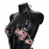 Top bikini da spiaggia con stampa rose nere - IT1 - XS