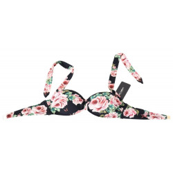 Top bikini da spiaggia con stampa rose nere - IT1 - XS