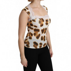 Camicetta intima a canotta marrone bianca - IT48 - XL