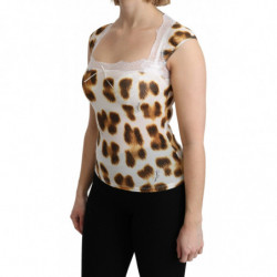 Camicetta intima a canotta marrone bianca - IT48 - XL