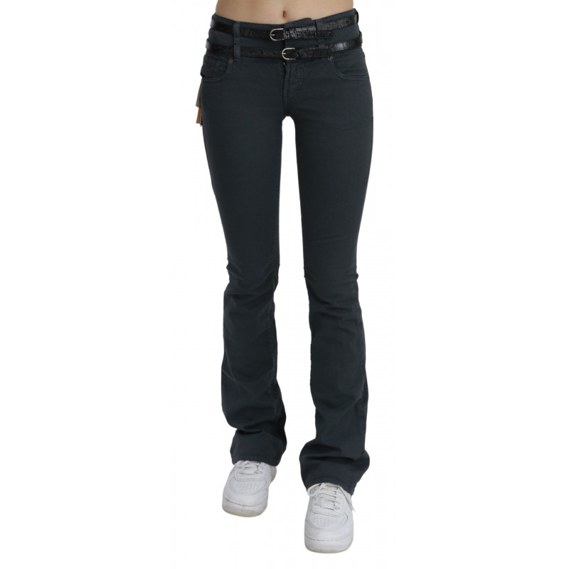 Jeans per pantaloni in denim svasato slim a vita media grigia - W24
