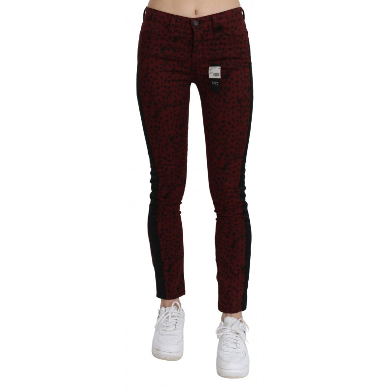 Jeans in cotone slim fit a vita media rosso scuro - W26