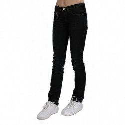 Jeans skinny in cotone denim nero a vita media - W24