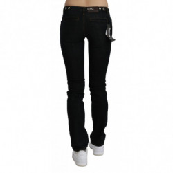 Jeans skinny in cotone denim nero a vita media - W24