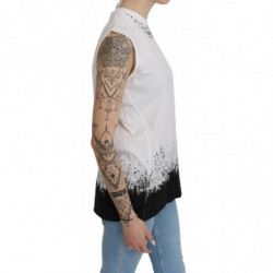 T-shirt bianca senza maniche, canotta in cotone - IT44-L