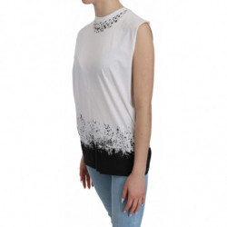 T-shirt bianca senza maniche, canotta in cotone - IT44-L