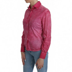 Top camicetta a maniche lunghe con colletto rosa - IT42-M