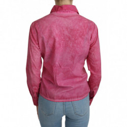 Top camicetta a maniche lunghe con colletto rosa - IT42-M
