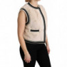 Top in poliestere con gilet senza maniche in pelliccia beige - IT40-S