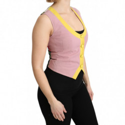Top in cotone con gilet senza maniche rosa - IT40-S