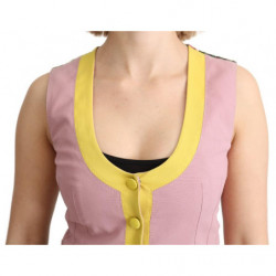 Top in cotone con gilet senza maniche rosa - IT40-S