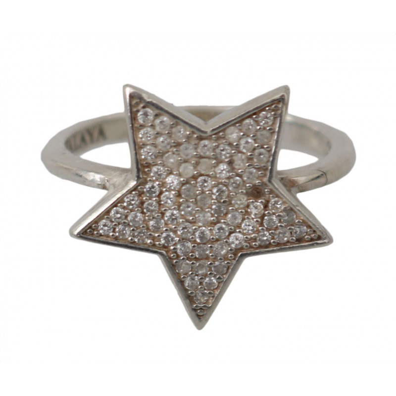 Anello da donna in argento con stella 925 trasparente CZ - EU50 - US5
