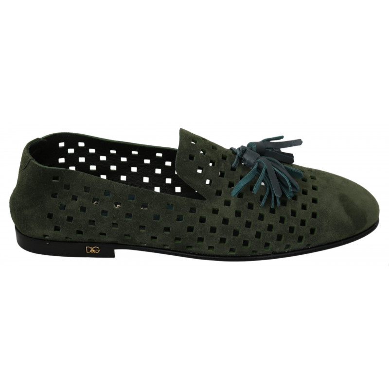 Mocassini pantofole traspiranti pelle scamosciata verde - EU41/US8