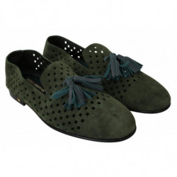Mocassini pantofole traspiranti pelle scamosciata verde - EU41/US8