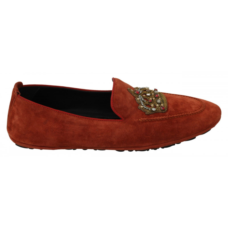 Mocassini pelle arancione Pantofole corona cristallo Scarpe - EU44/