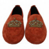 Mocassini pelle arancione Pantofole corona cristallo Scarpe - EU44/