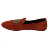 Mocassini pelle arancione Pantofole corona cristallo Scarpe - EU44/