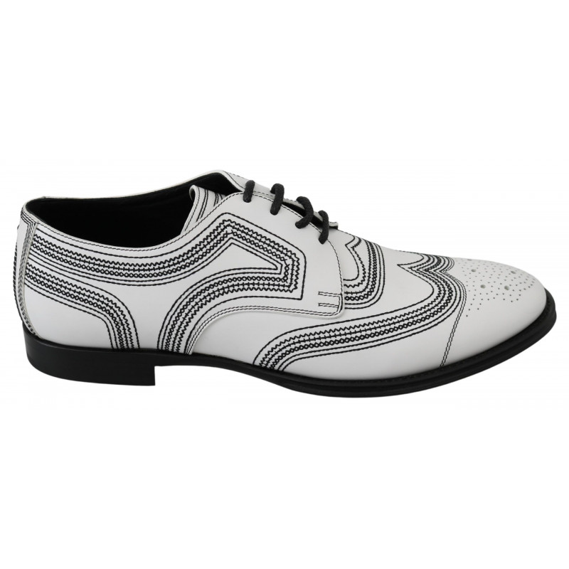 Scarpe derby formali in pizzo nero in pelle bianca - EU44/US11