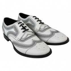 Scarpe derby formali in pizzo nero in pelle bianca - EU44/US11
