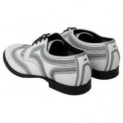 Scarpe derby formali in pizzo nero in pelle bianca - EU44/US11