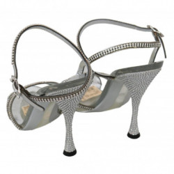 Scarpe sandali cinturino alla caviglia cristallo argento - EU39/US8.5