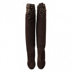 Stivali ginocchio borchie pelle scamosciata marrone - EU39/US8.5