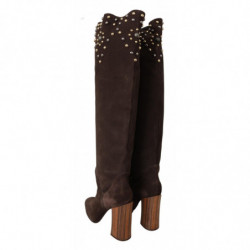 Stivali ginocchio borchie pelle scamosciata marrone - EU39/US8.5