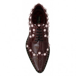 Scarpe formali in pelle bordeaux con perle di cristallo - EU39/US8.5