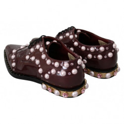 Scarpe formali in pelle bordeaux con perle di cristallo - EU39/US8.5