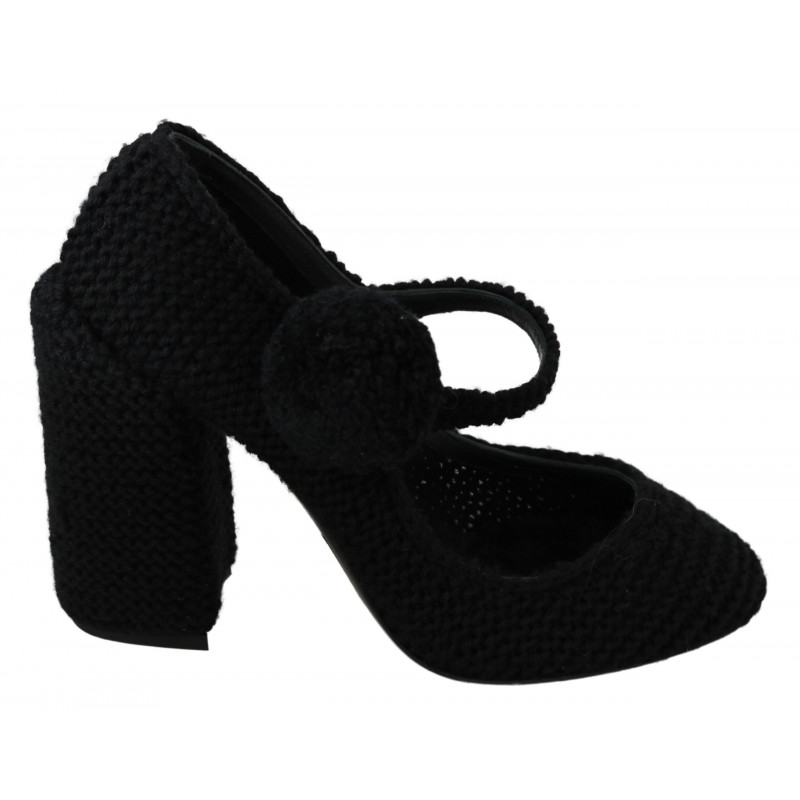 Scarpe Mary Jane con tacco largo e pompon nero - EU39/US8.5
