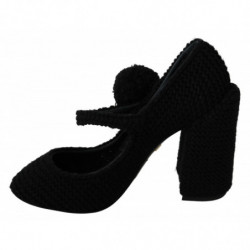 Scarpe Mary Jane con tacco largo e pompon nero - EU39/US8.5