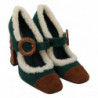 Scarpe Mary Jane shearling pelliccia scamosciata verde - EU39/US8.5