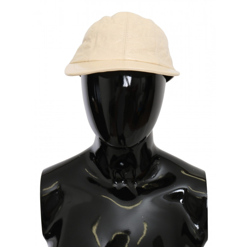 Cappello da baseball in pelle 100% pelle di agnello bianco - 57 CM-S