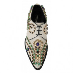 Scarpe broque in pelle scamosciata bianca con cristalli - EU41/US10.5