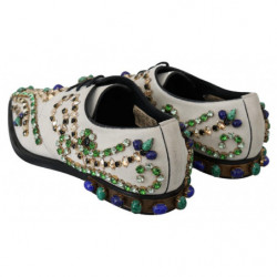 Scarpe broque in pelle scamosciata bianca con cristalli - EU41/US10.5