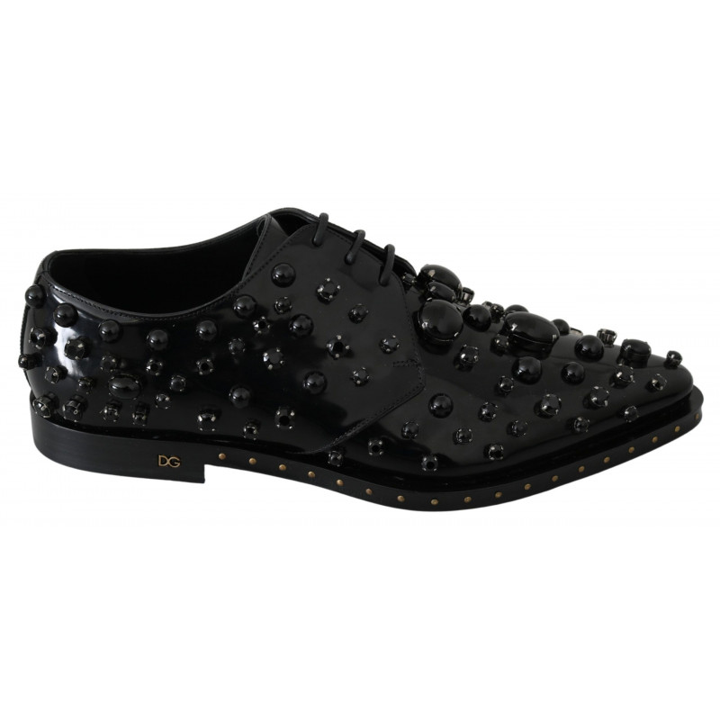 Scarpe broque in pelle nera con cristalli - EU40/US9.5