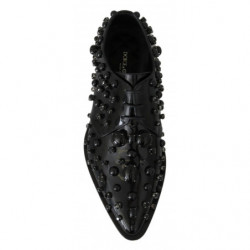 Scarpe broque in pelle nera con cristalli - EU40/US9.5