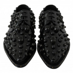Scarpe broque in pelle nera con cristalli - EU40/US9.5