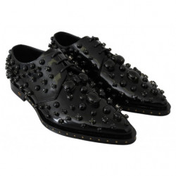 Scarpe broque in pelle nera con cristalli - EU40/US9.5