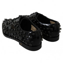 Scarpe broque in pelle nera con cristalli - EU40/US9.5