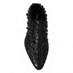 Scarpe broque in pelle nera con cristalli - EU39/US8.5