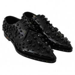 Scarpe broque in pelle nera con cristalli - EU39/US8.5