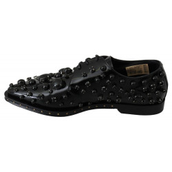 Scarpe broque in pelle nera con cristalli - EU39/US8.5